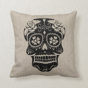 Personalized Hipster Sugar Skull Throw Pillow