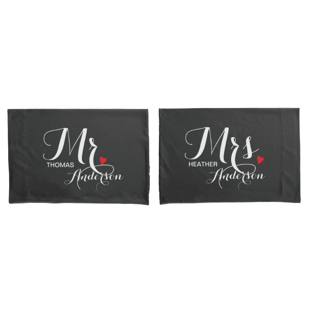 Personalized His and Hers - Mr & Mrs Newlyweds Pillow Case (Front-Set)