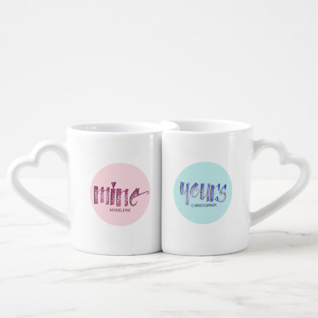 Personalized His and Hers Pastel Coffee Mug Set (Front Nesting)