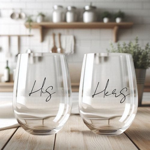 Personalized His And Hers  Stemless Wine Glass