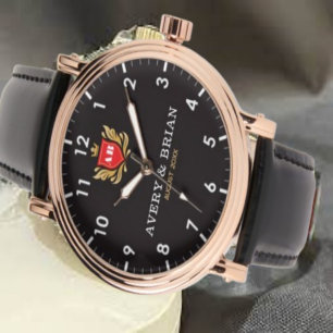 Personalized his & her name initials and monogram  watch