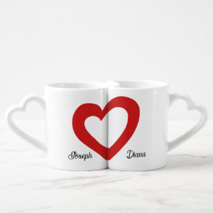 Personalized His & Hers Valentine Red Heart Coffee Mug Set