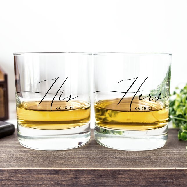 Personalized His & Hers Wedding Date Whiskey Glass (Creator Uploaded)