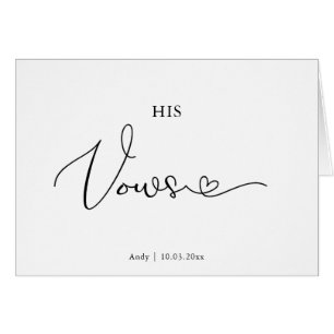 Personalized His Vows Script Font Wedding Day Card