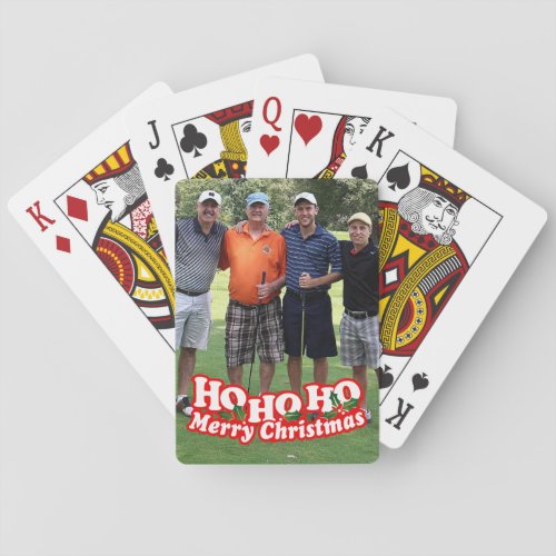 Personalized Ho ho Christmas photo playing cards