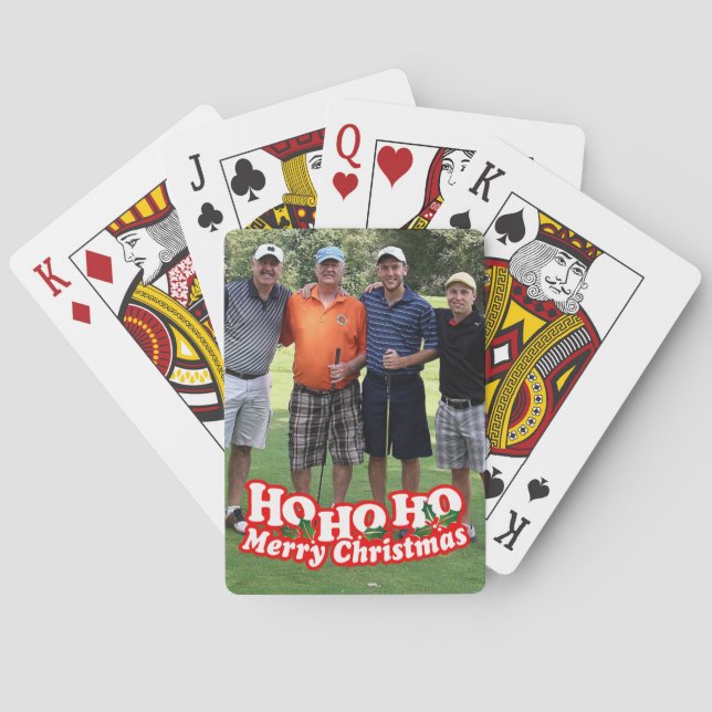 Personalized Ho ho Christmas photo playing cards (Back)