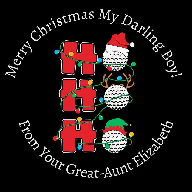 Personalized Ho-Ho-Ho Black Golf Christmas Wrapping Paper (Creator Uploaded)