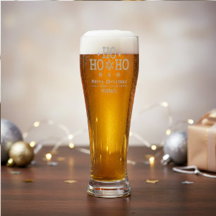 Personalized Ho Ho Ho Christmas Beer Gift Pilsner Glass