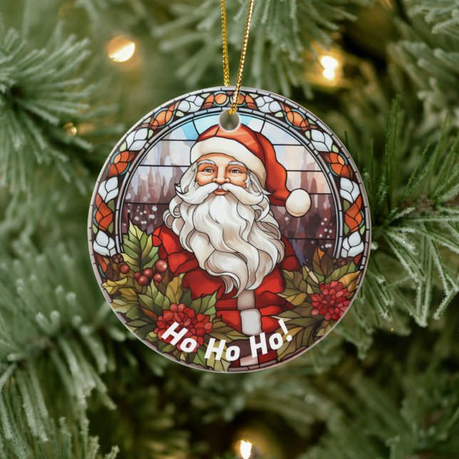 Personalized Ho Ho Santa Ornament - Ceramic Christ (Tree)