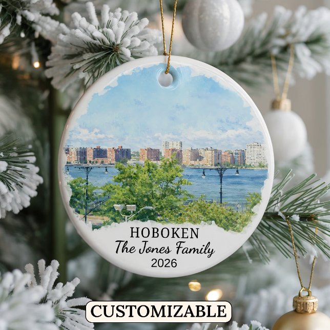 Personalized Hoboken Ornament, Custom New Jersey Ceramic Ornament (Creator Uploaded)