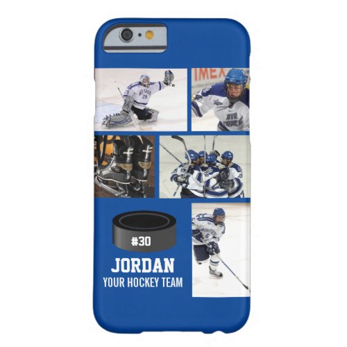 Personalized Hockey 5 Photo Collage Name Team  Barely There iPhone 6 Case