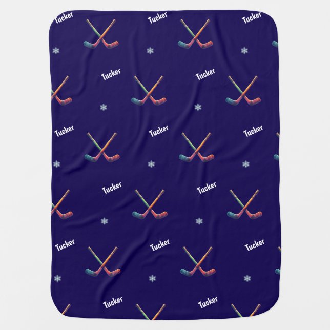 Personalized Hockey Baby Blanket  (Front)