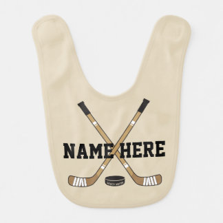Personalized Hockey Baby Name Hockey Sticks Baby Bib