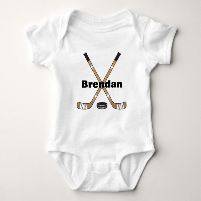 Personalized Hockey Baby Name Infant hockey Baby Bodysuit (Front)
