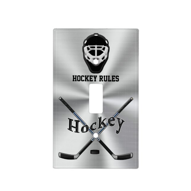 Personalized Hockey Bedroom Light Switch Plate (Front)