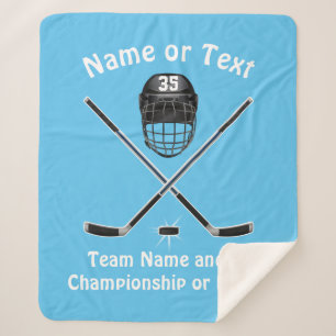 Personalized Hockey Blanket, Your COLORS and TEXT Sherpa Blanket