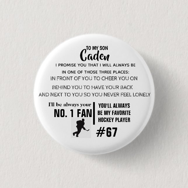 Personalized Hockey Button NO.1 FAN (Front)