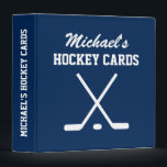 Personalized hockey card binder for collectors<br><div class="desc">Personalized hockey card binder for collectors (no sleeves). Personalized name on front and custom background color. Organize your sports player card collection. Cute gift idea for boys and men. Ice hockey sticks and puck design.</div>