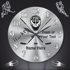 Personalized Hockey Clock, Great Hockey Team Gifts Large Clock