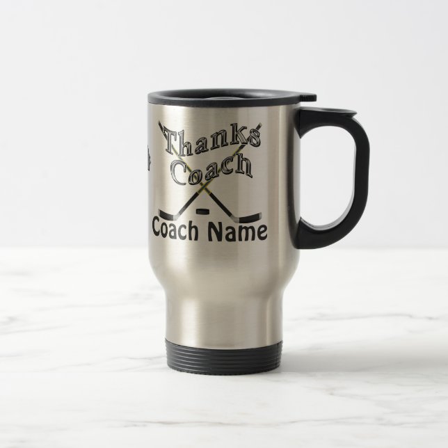 Personalized Hockey Coach Gifts with Name and Year Travel Mug (Right)