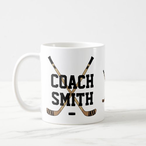 Personalized Hockey Coach Sticks and Puck Coffee Mug