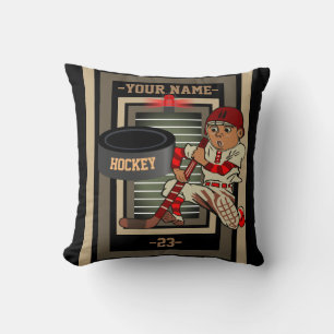Personalized Hockey Decor Throw Pillow