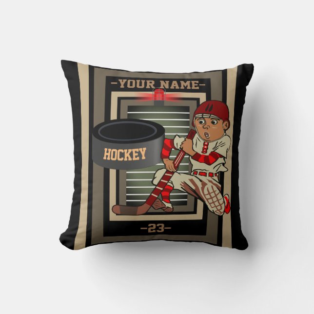 Personalized Hockey Decor Throw Pillow (Front)