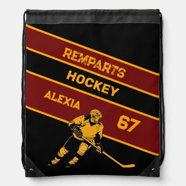 Personalized Hockey Drawstring Bag (Front)