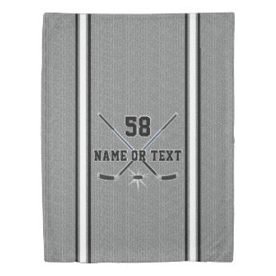 Personalized Hockey Duvet Cover, Gray and Black