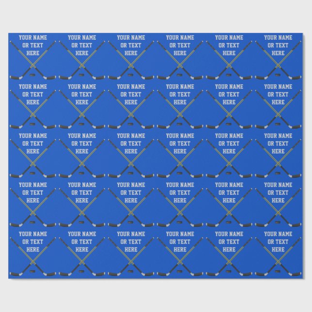 Personalized Hockey Gift Wrapping Paper, Your Text Wrapping Paper (Flat)