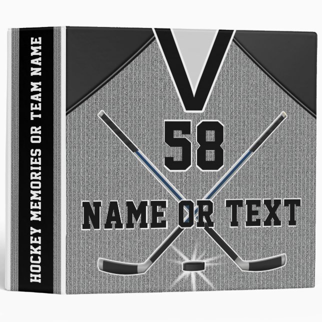 Personalized Hockey Gifts for Players, Your Text 3 Ring Binder (Front/Spine)