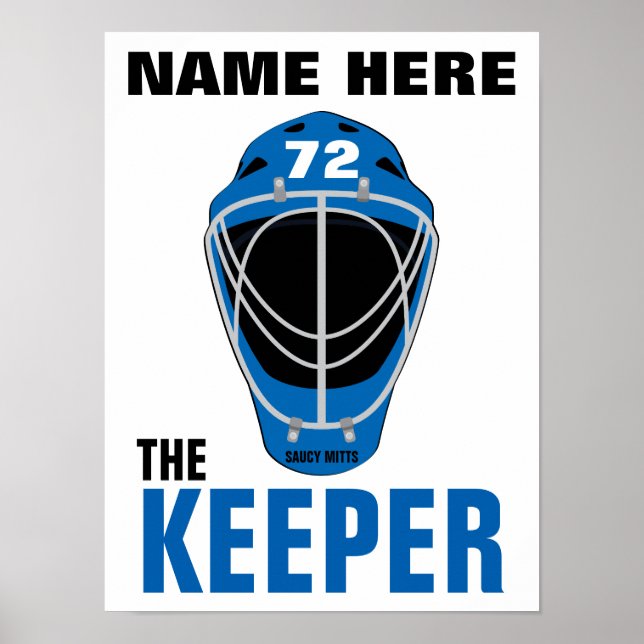 Personalized Hockey Goalie Mask Keeper Name Number Poster (Front)