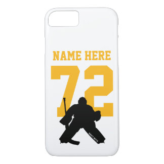 Personalized Hockey Goalie Name Number Black Gold iPhone 8/7 Case