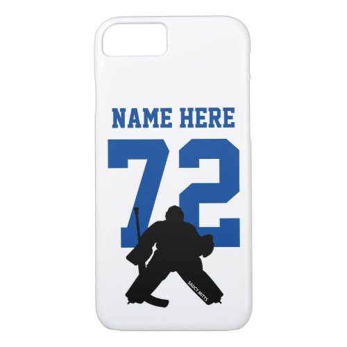 Personalized Hockey Goalie Name Number Blue iPhone 87 Case