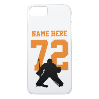 Personalized Hockey Goalie Name Number Orange iPhone 8/7 Case
