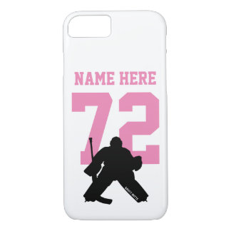 Personalized Hockey Goalie Name Number Pink iPhone 8/7 Case