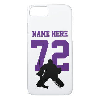 Personalized Hockey Goalie Name Number Purple iPhone 8/7 Case