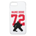 Personalized Hockey Goalie Name Number Red Iphone 8/7 Case at Zazzle
