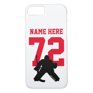 Personalized Hockey Goalie Name Number Red iPhone 8/7 Case