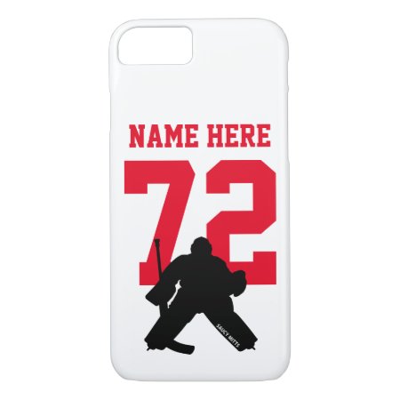 Personalized Hockey Goalie Name Number Red Iphone 8/7 Case