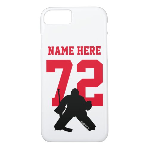 Personalized Hockey Goalie Name Number Red iPhone 87 Case