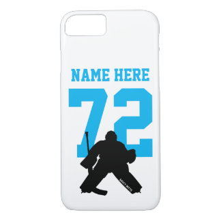 Personalized Hockey Goalie Name Number Turquoise iPhone 8/7 Case