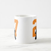 Personalized Hockey Goalie Player Number Orange Coffee Mug (Center)