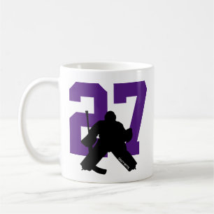 Personalized Hockey Goalie Player Number Purple Coffee Mug
