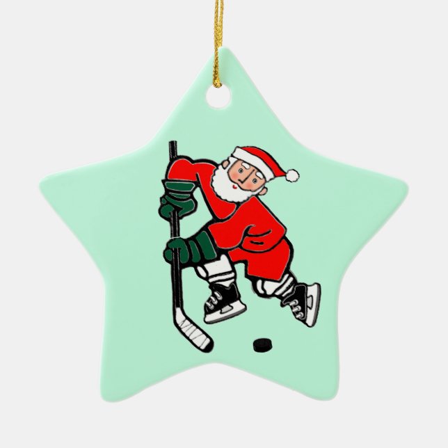 Personalized Hockey Holiday Gift Ceramic Ornament (Front)