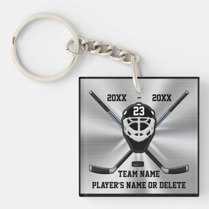 Personalized Hockey Keychains with 3 Text Boxes