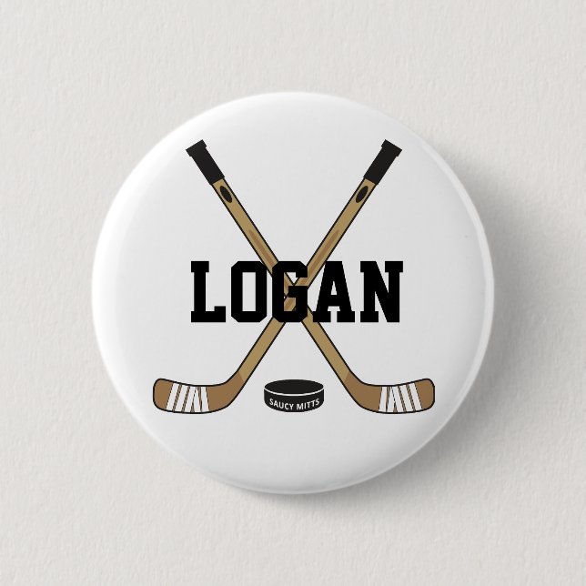 Personalized Hockey Name Hockey Pinback Flare Button (Front)