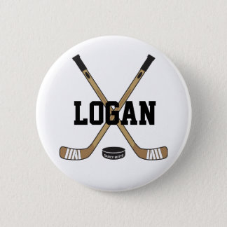 Personalized Hockey Name Hockey Pinback Flare Button