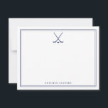 Personalized Hockey Note Card<br><div class="desc">Score points in style with this custom hockey-themed note card, featuring a sleek design of crossed sticks and puck in navy blue. Ideal for players, coaches, or fans, this crisp and professional card is perfect for thank-yous, game-day notes, or personal correspondence. Add your name for a bold and sporty touch....</div>