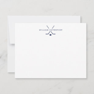 Any Color! Personalized Men's Masculine Navy Blue Name Note Cards 